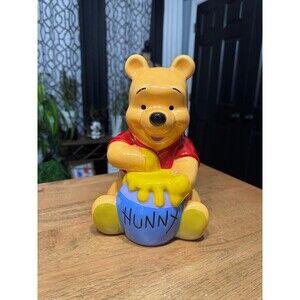 Disney Store Ceramic Winnie the Pooh Bear Hunny Honey Pot Piggy Coin Bank 10"